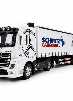 Игрушечная фура mercedes-benz actros 31 см с прицепом, свет, звук, инерция