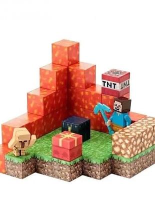 Магнитный конструктор minecraft лавовый искатель сокровищ на 54 кубиков