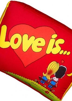 Подушка love is... красная