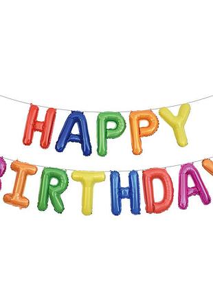 Фольговані кульки happy birthday 38 см (16") | різнокольорові 2