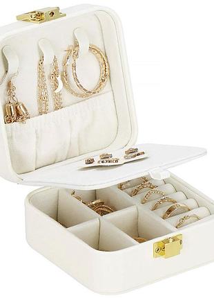 Скринька для прикрас casegrace sp-01194 white ювелірних виробів портативна з дзеркалом на клямці 7 шт.