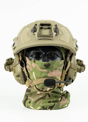 Комплект: шолом fast maritime pe nij iiia coyote + навушники wosport hd-16 tan