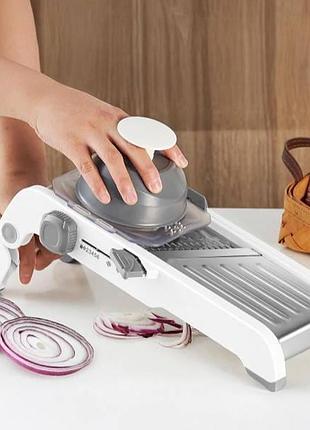 Терка-овочерізка з 18 змінними насадками multifunctional mandolin slicer a43 біла з сірим