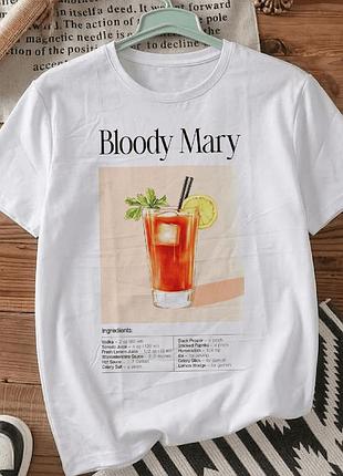 Белая футболка с принтом «bloody mary» размер м. яркие принты. футболки для женщин и мужчин.