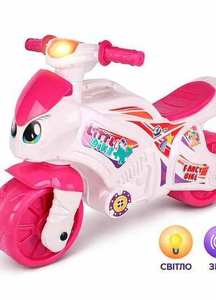 Толокар-мотоцикл детский technok toys 7204 розовый со светом и музыкой — каталка-байк для детей от 3 лет