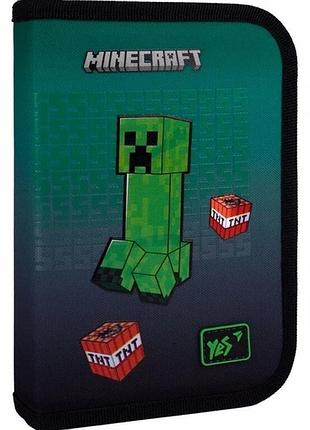 Пенал твердий "yes" 533633 одинарний з двома клапанами hp-04 minecraft icons, шт