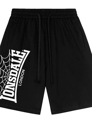 Спортивні шорти lonsdale london casual logo чорні унісекс лонсдейл кежуал на літо
