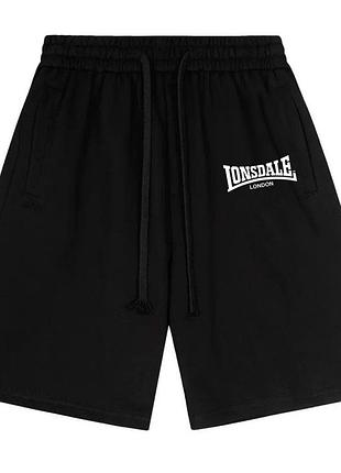Спортивні шорти lonsdale london casual logo чорні унісекс лонсдейл кежуал на літо