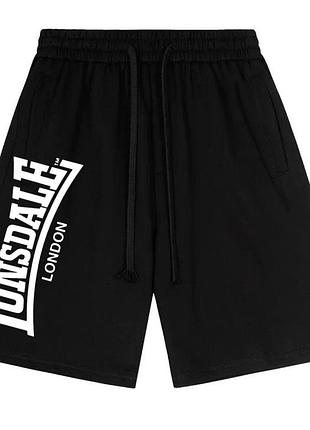 Спортивні шорти lonsdale london casual logo чорні унісекс лонсдейл кежуал на літо