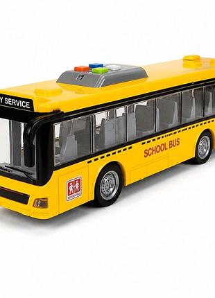Іграшковий шкільний автобус зі світлом і звуком 28,5 см — інерційний, двері відкриваються, музичний, жовтий wy910ab