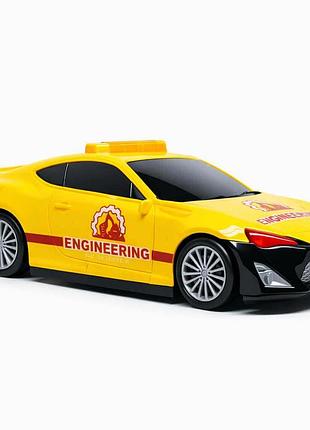 Игровой набор «машинка-гараж» 660-a208, жёлтый, 28 см — машинка со строительной техникой, светом, звуком и фигуркой