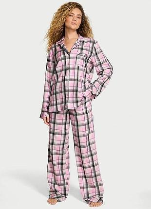 Женская пижама (брюки + рубашка) victoria's secret (2859913518945) flannel pajama xl розовая