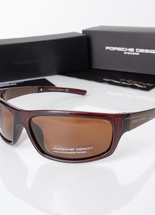 Чоловічі сонцезахисні коричневі окуляри porsche design (0375)