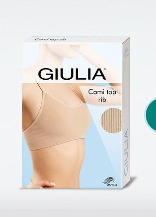 Женский топ в рубчик на тонких бретелях из микрофибры giulia cami top rib emerald, s/m