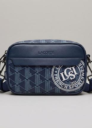 Мужская брендовая сумка, борсетка на плечо lacoste (1097) blue