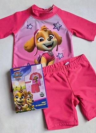 Дитячий купальний костюм uv 50+ paw patrol 122-128 см для дівчаток