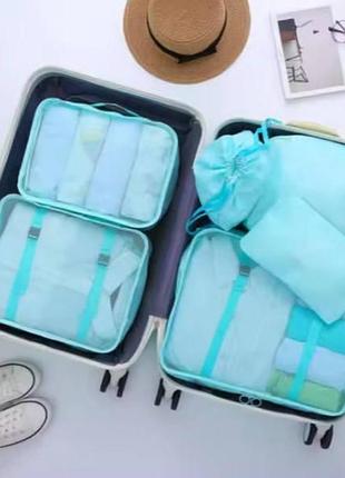 Набор органайзеров для хранения вещей дорожный 8 шт travel storage bag xl-940 голубой