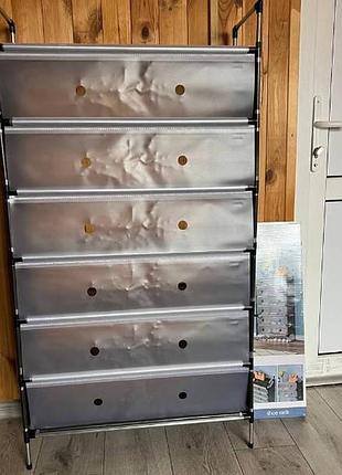 Обувная полка на 7 этажей 128*28*63см shoe rack and ly-1038 серая