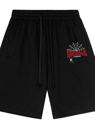 Спортивні шорти lonsdale london casual logo чорні унісекс лонсдейл кежуал на літо