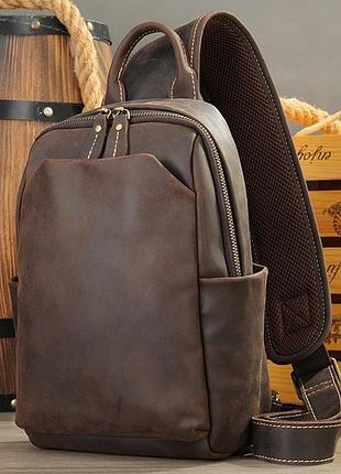 Чоловіча сумка на груди (слінг), бананка wild leather (8012)