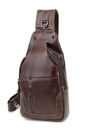 Чоловіча сумка на груди (слінг) leather collection (001) brown