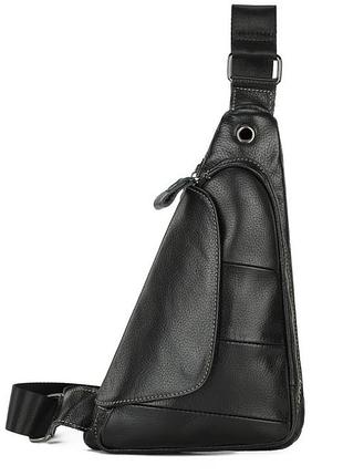 Чоловіча сумка на груди (слінг) leather collection (696) black