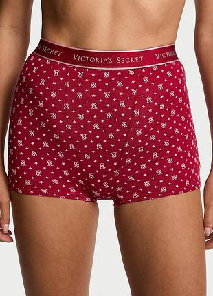 Женские трусики victoria's secret (228779695786) logo cotton high-waist boyshort xxl красные
