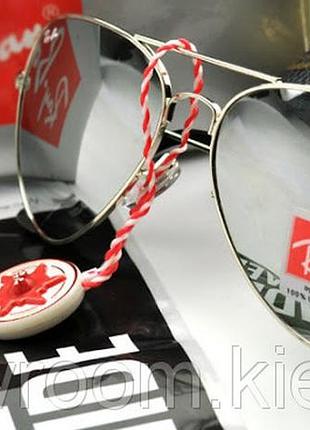 Мужские солнцезащитные очки ray ban aviator mirror silver (2906)