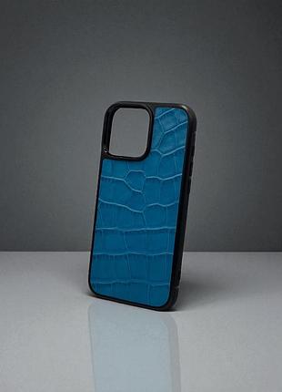Чохол для iphone з натуральної італійської шкіри блакитний