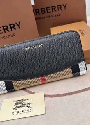 Жіночий шкіряний гаманець на блискавці burberry (3341) black
