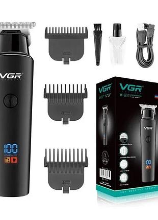 Машинка для стрижки vgr v-937 для волосся та бороди • акумуляторний тример для окантування з t-подібним ножем, led-дисплеєм і usb