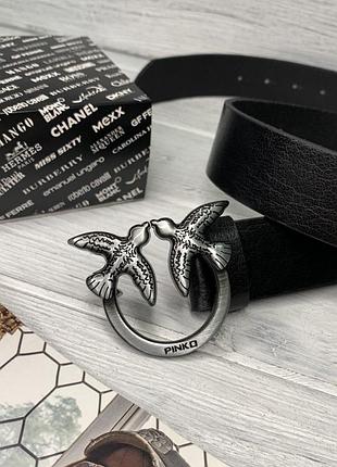 Жіночий шкіряний ремінь pinko grey (3 см)