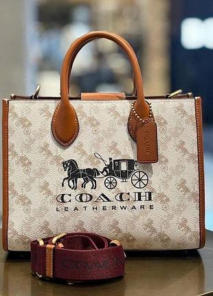 Женская сумка средних размеров coach ace бежевая lux