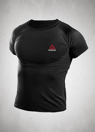 Компрессионная футболка для тренировок reebok 2025, компрессионная одежда черного цвета l