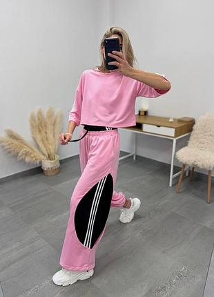 Женский костюм футболка и брюки oversize двухнить барбі