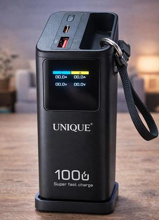Портативная батарея unique 60000mah power bank быстрая зарядка led-дисплей