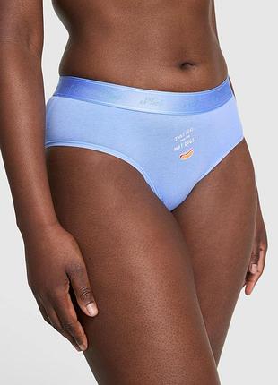 Женские трусики victoria's secret (7114439124854) logo cotton hiphugger xs синие