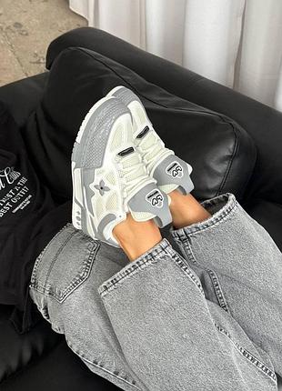Белые кроссовки унисекс louis vuitton skate sneaker white grey х луи виттон 40