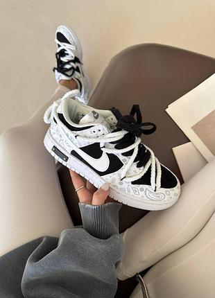 Женские чёрно-белые кроссовки nike sb dunk low bandana white black х данк 37