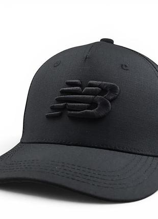 Бейсболка-кепка nb snapback чорна rip-stop з перфорацією, літня унісекс, регульована 56-59 см, україна