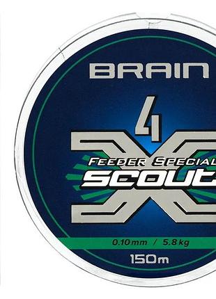 Шнур brain scout 4x 150m (deep green) 0.100mm 5.8kg