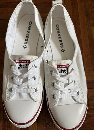 Жіночі кеди-балетки ⁠converse chuck taylor all star ballet lace slip у класичному білому кольорі 42-41 usa 🇺🇸