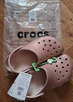 Crocs clasic с глиттером w9m7