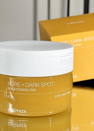 Тонер-пади для освітлення та зволоження шкіри celimax pore+dark spot brightening pad (40 шт) 100 ml