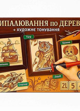 Набір для випалювання по дереву danko toys wd-01-01u — електровипалювач з насадками і заготовками