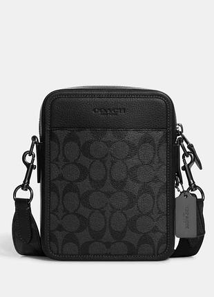 Сумка чоловіча coach sullivan crossbody in signature canvas charcoal/black