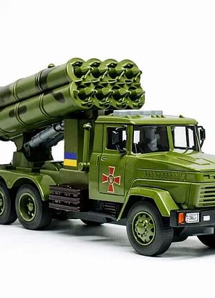 Игрушечная машинка автопром краз «установка град» 28 см — украинская военная техника, свет и звук, арт. kr-2202-04