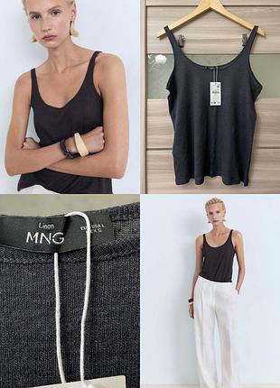 Льняна майка mango 100% лен