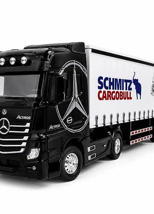 Игрушечный грузовик mercedes-benz actros 31 см — тягач с прицепом, свет, звук, инерция, металлическая кабина