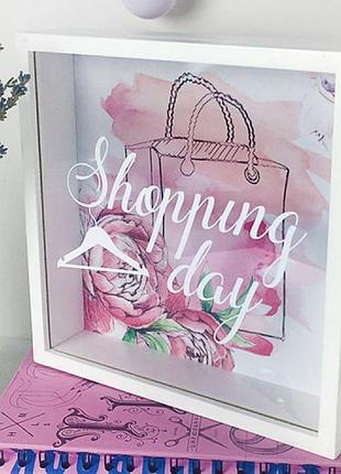 Деревянная копилка для денег shopping day